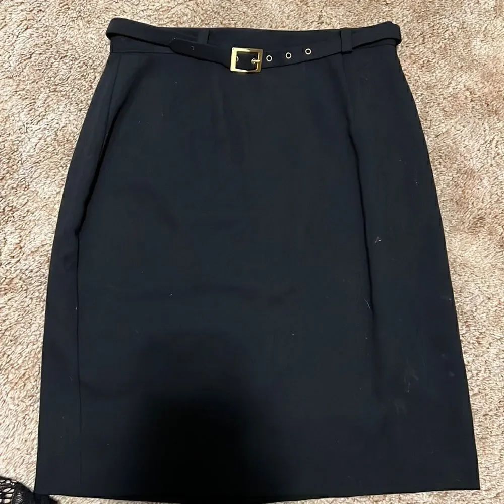 Size 6 Emblem Pencil Skirt Navy Blue with Gold Accents
